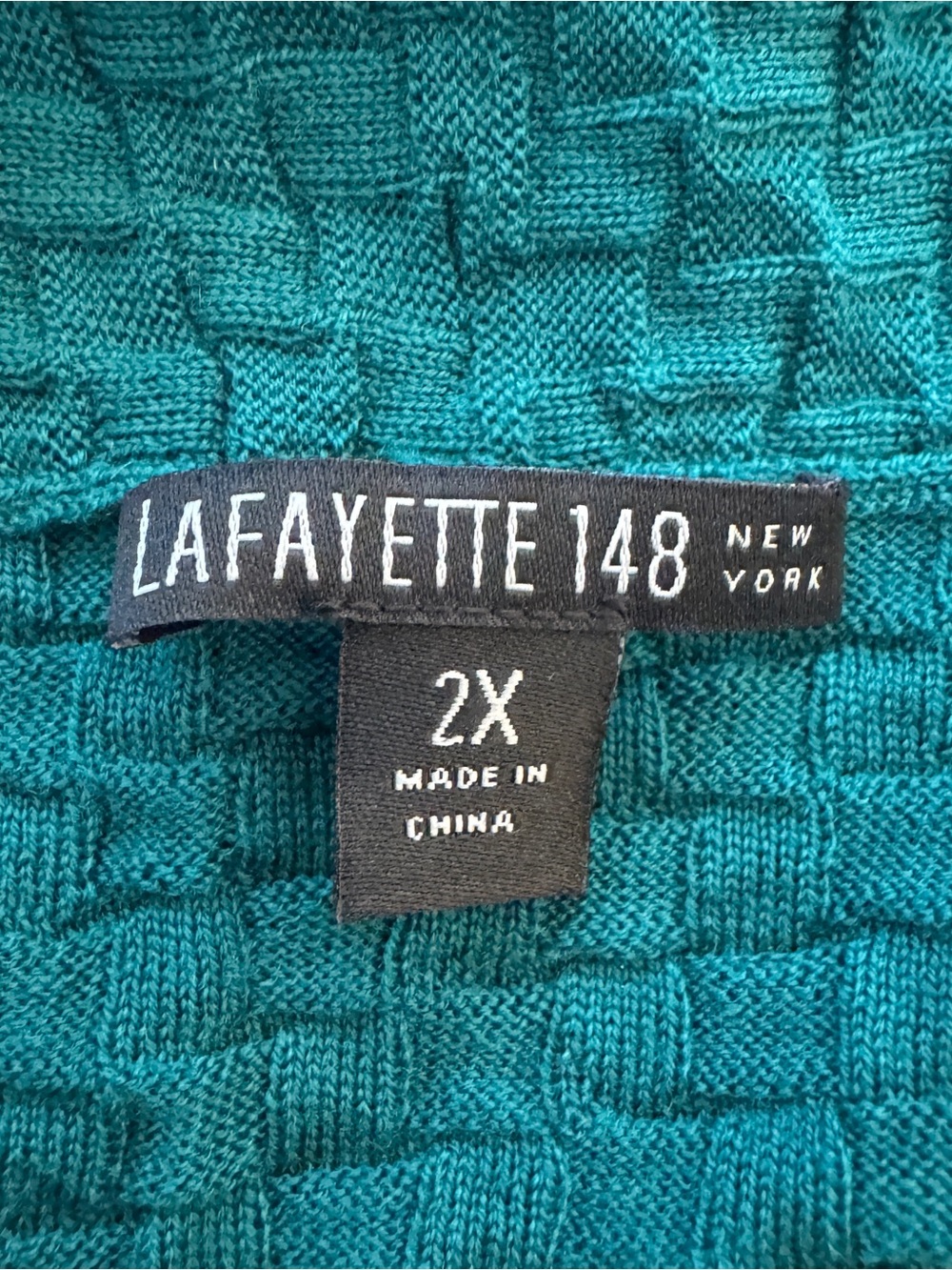 Lafayette 148 New York 2X Teal Super 120s Wool Open Front Textured Cardigan - Picture 4 of 6